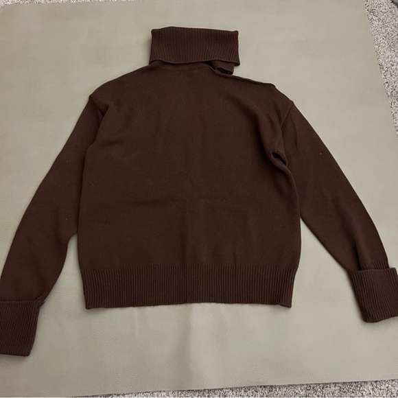 PAIGE Women's Raundi Turtleneck Relaxed Wool Blend Sweater Dark Brown XS - Picture 5 of 11